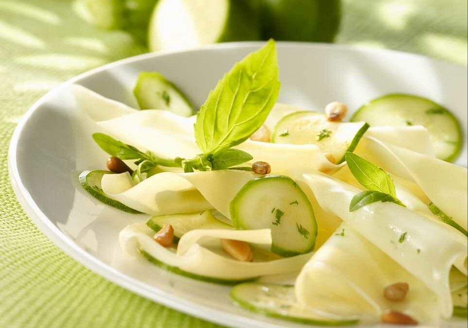 Carpaccio de fromage le Dégustation Entremont et courgettes