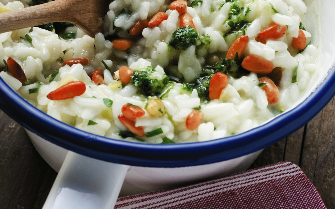 Risotto à la fondue et asperges vertes
