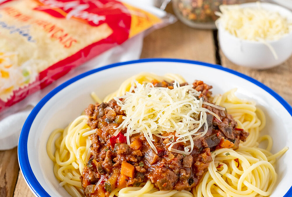 Spaghetti bolognaise aux légumes.