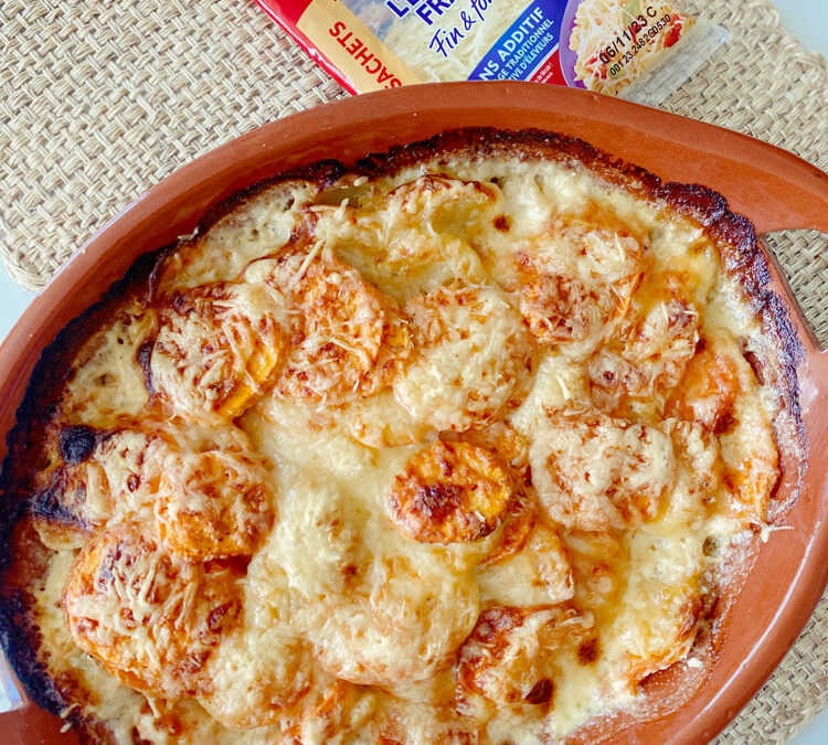 Gratin met duo van aardappel en tijm