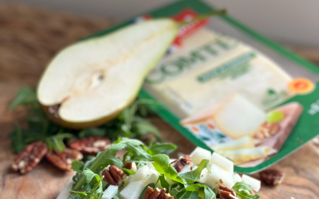Tartine au Comté, poires et noix